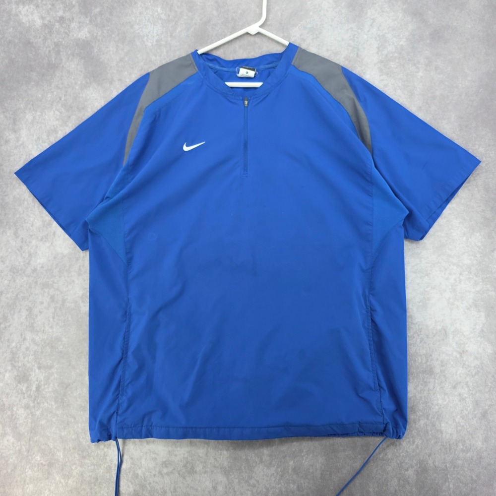 Nike Windbreaker Mens XL Storm-FIT Short Sleeve Pullover Blue Grey Golf Training